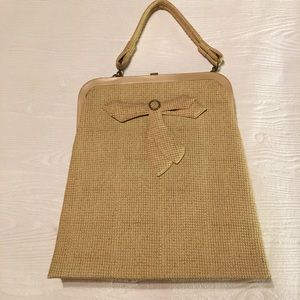 Diatette Vintage Straw- like material handbag with Bow